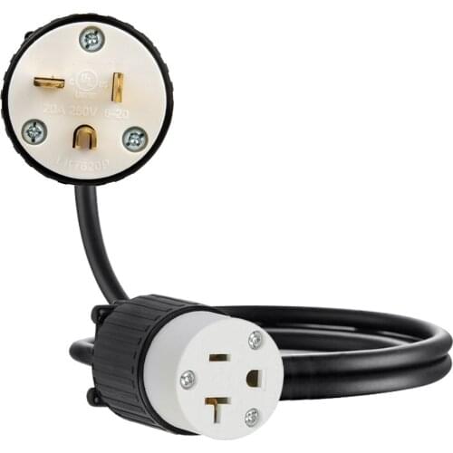 JORINDO NEMA 6-20P 3 pin plug TO 5-20R 3 hole socket American Standard Industrial Grade Power Male-to Female Cable, 20A