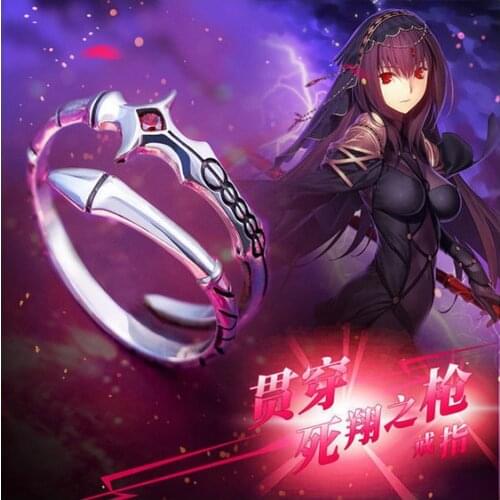 Anime Fate/Grand Order Scathach S925 Silver Ring Jewelry Adjustable Rings Punk Student Unisex Men Women Cosplay Birthdays Gift