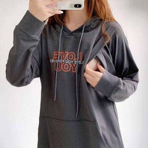 Nursing sweater Postpartum Thin Cotton Breastfeeding Sweater Kangaroo Pocket Pregnancy Maternity Clothes