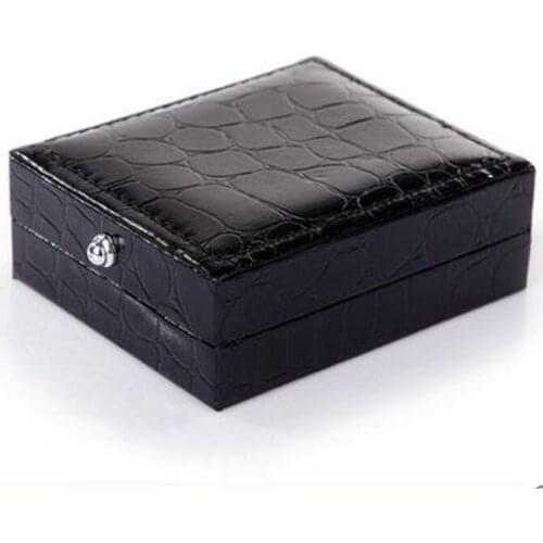 120pcs/lot Black Square cufflinks boxes Crocodile Leather surface Cuff Link Storage Holder Box Mens Jewelry Packing Gift Box