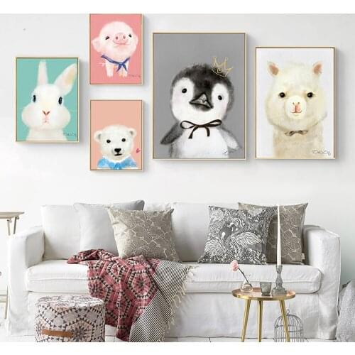 Cartoon Cute Pet Poster Animals Pictures Canvas Painting Wall Art Decor For Living Room Girl Boy Kids Room Playroom Decoration
