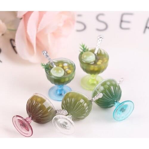 New Arrival 1:12 Dollhouse Miniatures Mini Matcha Desserts Drink Model Scene Accessories Cups Kitchen Toys