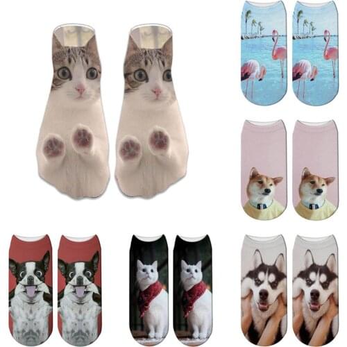 Cute Dog Cat Printed Socks Short Animal Women Socks Terror Novelty Socks Fashion Low Cut New Design Ankle Socks 5ZWS73