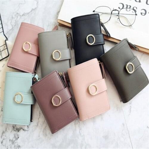 New fashion wallet ladies new ring buckle simple zipper wallet coin purse