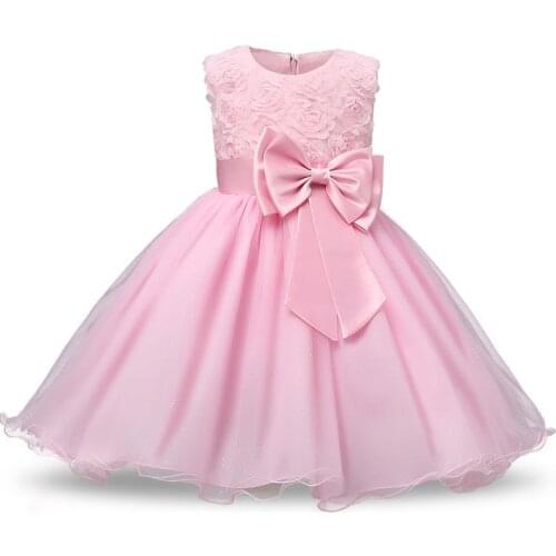 Princess Flower Girls Dress Wedding Birthday Party Dresses Summer Lace Bow Children Clothing Girls Dress