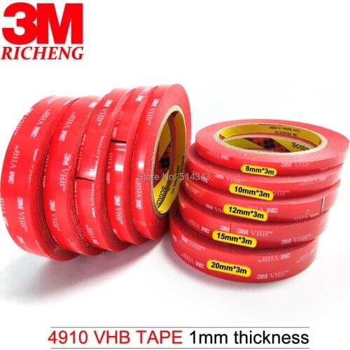 Clear 3M VHB Acrylic Foam Tape 4910, 1.0MM Thick,can replace rivets, spot welds, liquid adhesives and we can offer any size