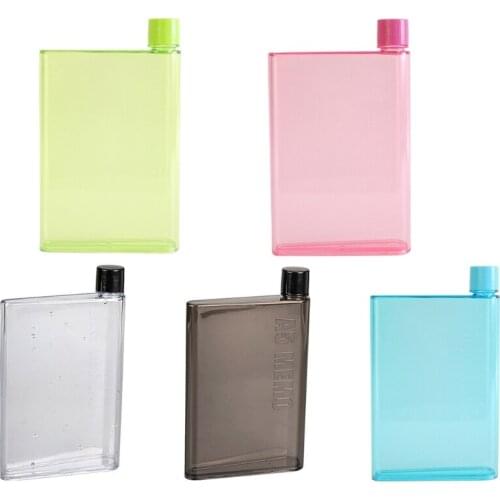 Clear Reusable Flat Water Bottle 420ML Portable Fit in Pocket and Random Corner for School Sport Travel Dining Time