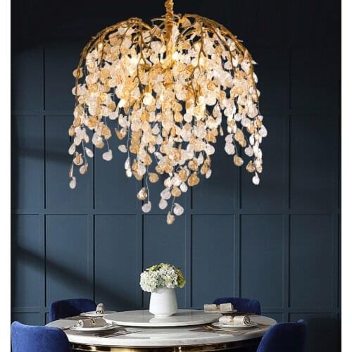 Light luxury chandelier European luxury living room light copper bar bedroom designer creative dining room branch chandelier