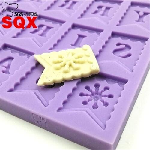 Christmas digital silicone cake mold fondant mold cake decorating tools chocolate gumpaste mold SQ15262