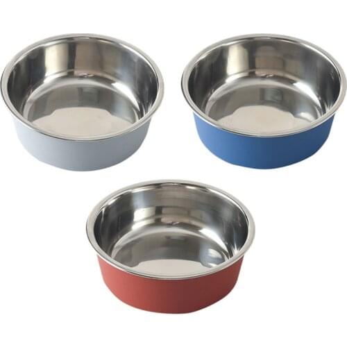 S/M/L Pet Cat and Dog Stainless steel Food Bowl Water Bowl in Bowl Shell plastic Non-slip silicone at the bottom Dishwashable