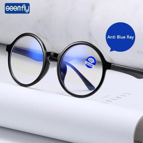 Seemfly Round Frame Anti-blue Rays Glasses Frame Multicolor 8 Flat Mirror Antifatigue Computer Eyewear Frame For Women Men Adult