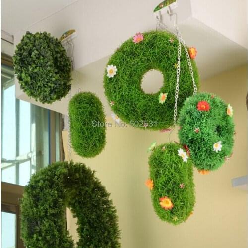 SPR Home interior hotel project window furnishing Big size Wedding artificial grass ring rosette plastic lawn grass