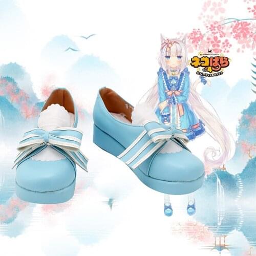 Nekopara Vol.4 Vanilla Blue Shoes Cosplay Long Boots Leather Custom Made For Halloween Christmas