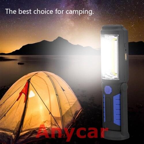 USB Rechargeable COB LED Flashlight COB light strip +1LED Torch Work Hand Lamp lantern Magnetic Waterproof Emergency LED Light