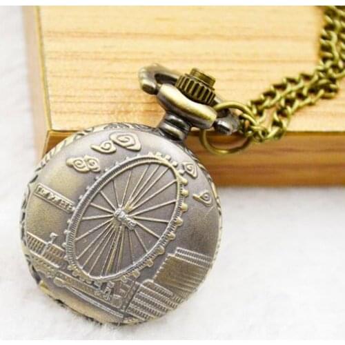 Vintage Mini ferris wheel quartz hours pendant Good quality girl woman Necklace pocket watches gift