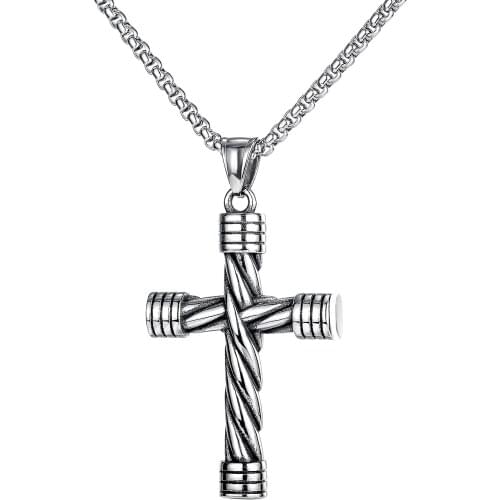 Vintage Punk Cross Pendants Mens Necklaces Gothic y2k Stainless Steel Hip Hop Jewelry Aesthetic Accessories Necklaces Wholesale