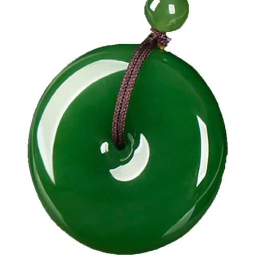 Green Nephrite Pendant fashion Flat Round Circle Donut Peace Natural Real Jades Stones Pendant for Necklace
