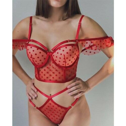 2021 Sexy Fashion Womens Two-Piece Swimsuit Cold Shoulder Polka Dot Printed High Waist Trunks Bikini Beach Wear Female