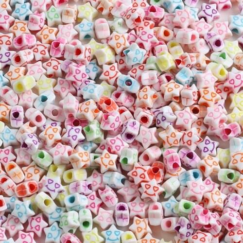 100pcs/lot Acrylic Beads 10x10x5mm Star A Loose Spacer Beads for Needlework Jewelry Making Handmade DIY Bracelet Accessories