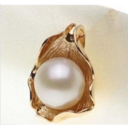 12-13MM AAA+ NATURAL SOUTH SEA GENUINE WHITE PEARL Rose gold PENDANT >>>girls for women jewerly Free shipping
