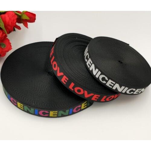 3M/lot NICE LOVE width 2.5cm ribbon embroidery accessories canvas straps polyester DIY sewing stain ribbon pant belt accessories