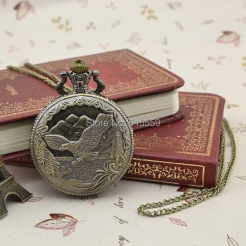 50pcs/lot Real Bronze Owl Unisex Pocket Watch Top Quality Watch Necklace Gift Watch Factory Price Wholesale