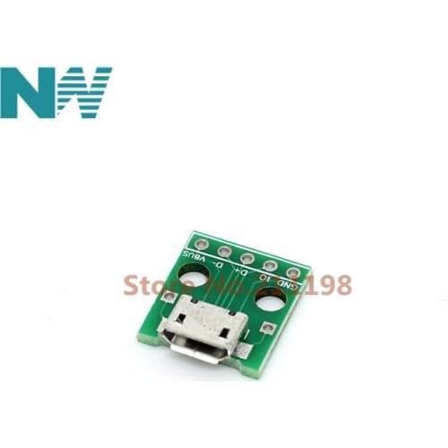 50Pcs Mini Micro Usb To Dip 2.54Mm Adapter Connector Module Board Panel Female 5-Pin Pinboard 2.54Mm Micro Usb Pcb Type Parts