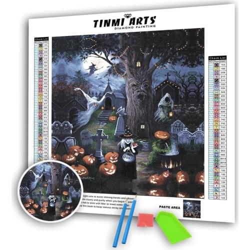 5D Full Drill Round Diamond Painting Crystal Handmade Halloween Cross Stitch Mosaic DIY Crafts Paint By Numbers Artwork Sticker