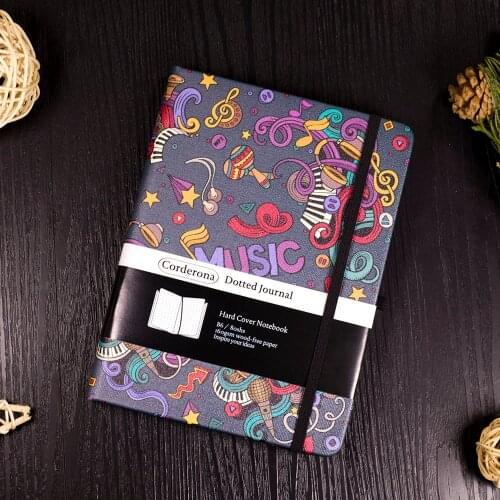 B6 Music Dotted Journal Bullet Notebook Guitar Hard Cover Elastic Band Travel Planner Diary