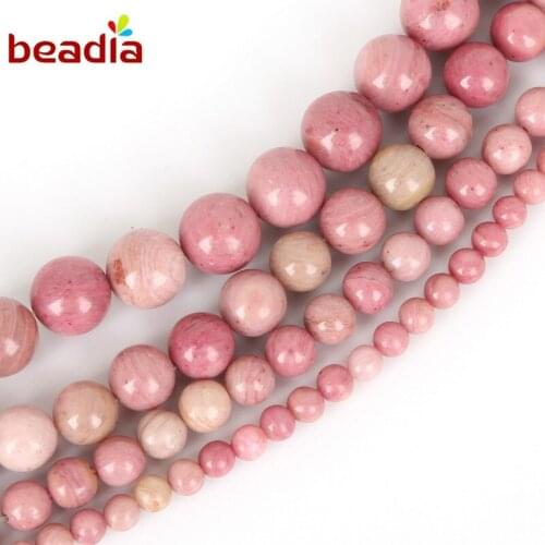 New Arrival Dia 4/6/8/10mm Hole 1mm 38-95pcs Natural Rhodochrosite Stone Beads For DIY Bracelet Necklace Jewelry Making