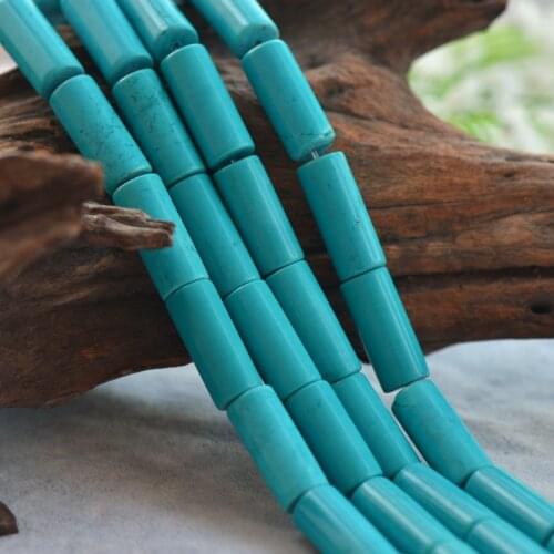 Joanlyn Natural Green Turquoise Beads 10x24mm Column Shape 15 Inch Strand TQ37