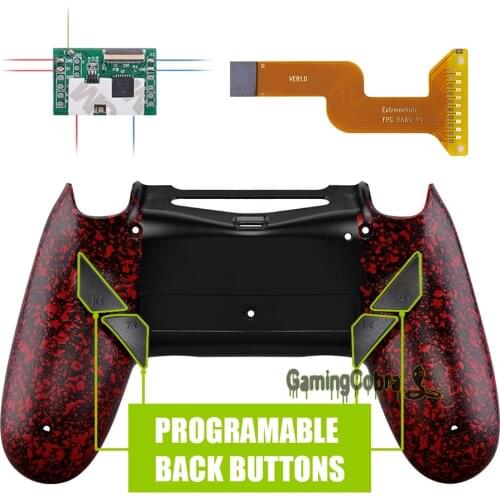 Textured Red Dawn Programable Remap Kit for PS4 Slim Pro Controller JDM 040/050/055 w/ Custom Back Shell & 4 Back Buttons