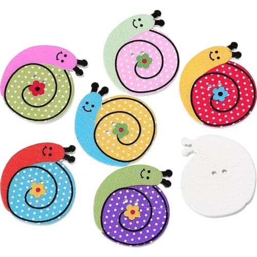 Wood Sewing Scrapbooking Button Garment Clothes DIY Decorations Snail Shape At Random Two Holes 27mm x 25mm, 8 PCs