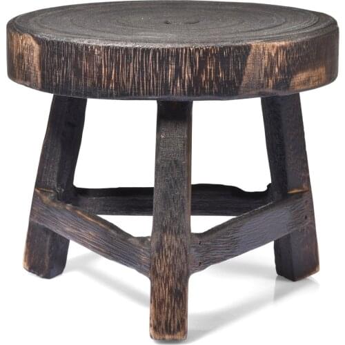 Wooden High Stool Plant Stand Multi-function Wooden Flower Pot Holder Round Garden Potted Plant Shelf