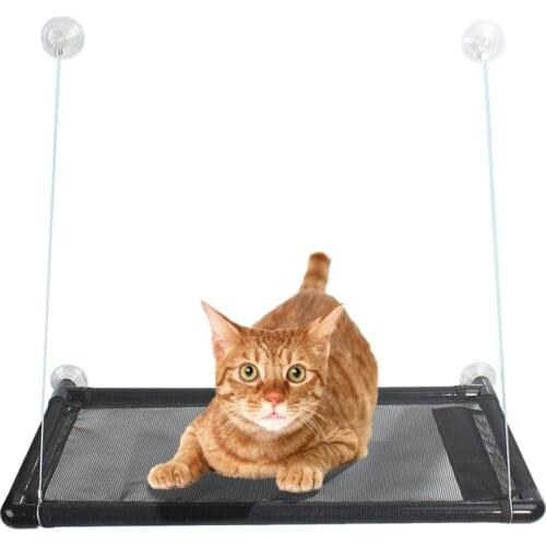 Pet Cat Hammock Comfortable Cat Pet Bed Shelf Seat Beds Sun Bathing Climbing Frame Bed Mesh Seat Suction Cup Type Pet Supplies