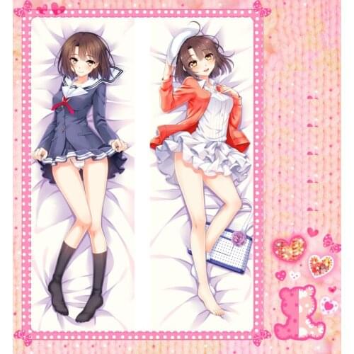 Anime Cartoon Saenai heroine no sodate-kata Double-Sided Bolster Hugging Pillow Case Pillow Cover Pillowcase Peach Skin 2 Way