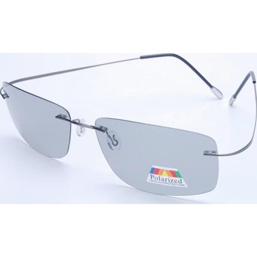 5s Change Color) Photochromic Sunglasses Men Women Titanium polarized Sun Glasses Chameleon Rimless Anti-glare Driving FML