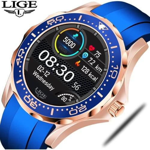 LIGE New Fashion Sport Smart Watch Heart Rate Blood Pressure Monitoring Activity Tracking Waterproof Smartwatch for Android iOS