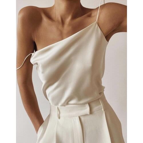 Sexy Women 2021 Spring Summer Silk CamisTops Satin Black White Strapless Loose Tank Fresh Tops Backless Solid Vint Casual Outfit