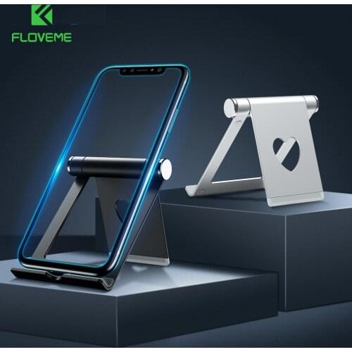 FLOVEME Foldable Metal Desk Phone Holder Stand For iPhone Xiaomi iPad Anti-Slip MIni Tablet Phone Desktop Stand Phone Holder