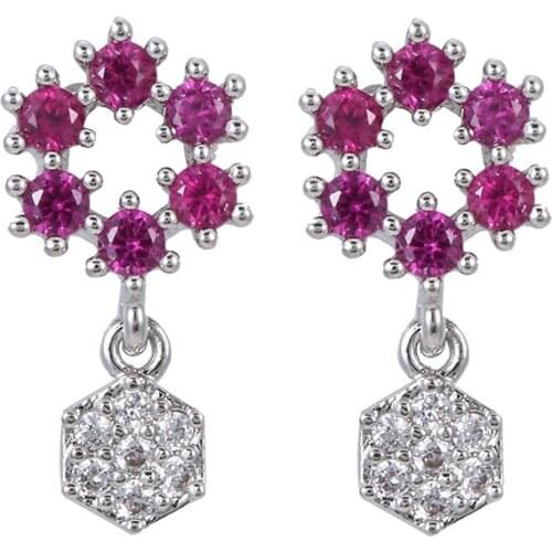 Micro set Zircon Flower Shape Silver Earrings Womens Earrings Fashion Glamour Banquet Engagement Earrings Send Girlfriend