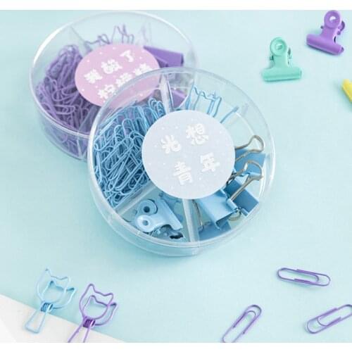 84Pcs/Set Cute Colored Paper Clip Creative Binder Clips For Book Decorative Clip Sets File Folder Orangizer Stationery Supplies