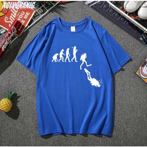 HUMAN EVOLUTION OF SCUBA DIVING Funny Graphic t Shirts Fashion Dive Instructor Gift Print Mens Clothing Fishing Tee Tops Homme