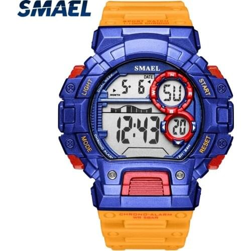 SMAEL Fashion Casual Mens Watch, Electronic Display, LED Luminous Hands, Waterproof, Automatic Date Update, Alarm Clock
