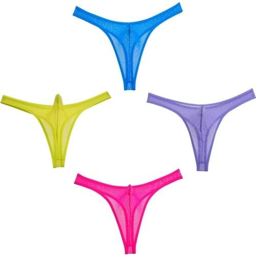 See-Through Penis Pouch Sexy Bikini Mens Thongs and G-Strings Charming Male Thong Underwear Men Underpants Tanga Lace T-Back