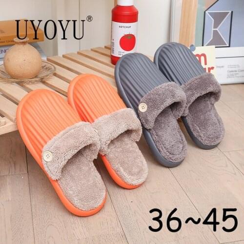 Plus Size Detachable 35~45 Lovers Winter Warm Slippers Men Indoor Shoes Women Waterproof Fur Mens Slippers For Home Pantuflas