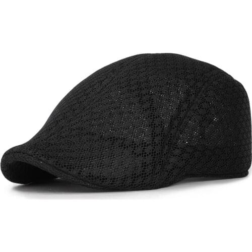 Mens summer beret mesh breathable mens and womens spring and summer classic berets solid breathable newsboy hat drivers cap