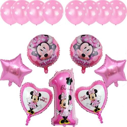 Disney Minnie Mouse 1st birthday Party decor baby girl favor Party decor diy decoration baby shower Party balloon decor Set