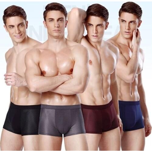 New 2019 Breathable Mesh Silk Men Boxers Four Corner Underwear Wholesale Underpants Man Mens Bodysuit Underwear