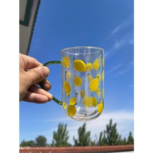 2021 new custom double layer glass separation ladies color box with handle glass high temperature resistant glass water cup
